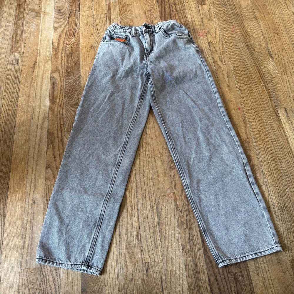 Empyre Relaxed Fit Kids Jeans Grey Acid Wash Adjustable Waist Size 27 Skate